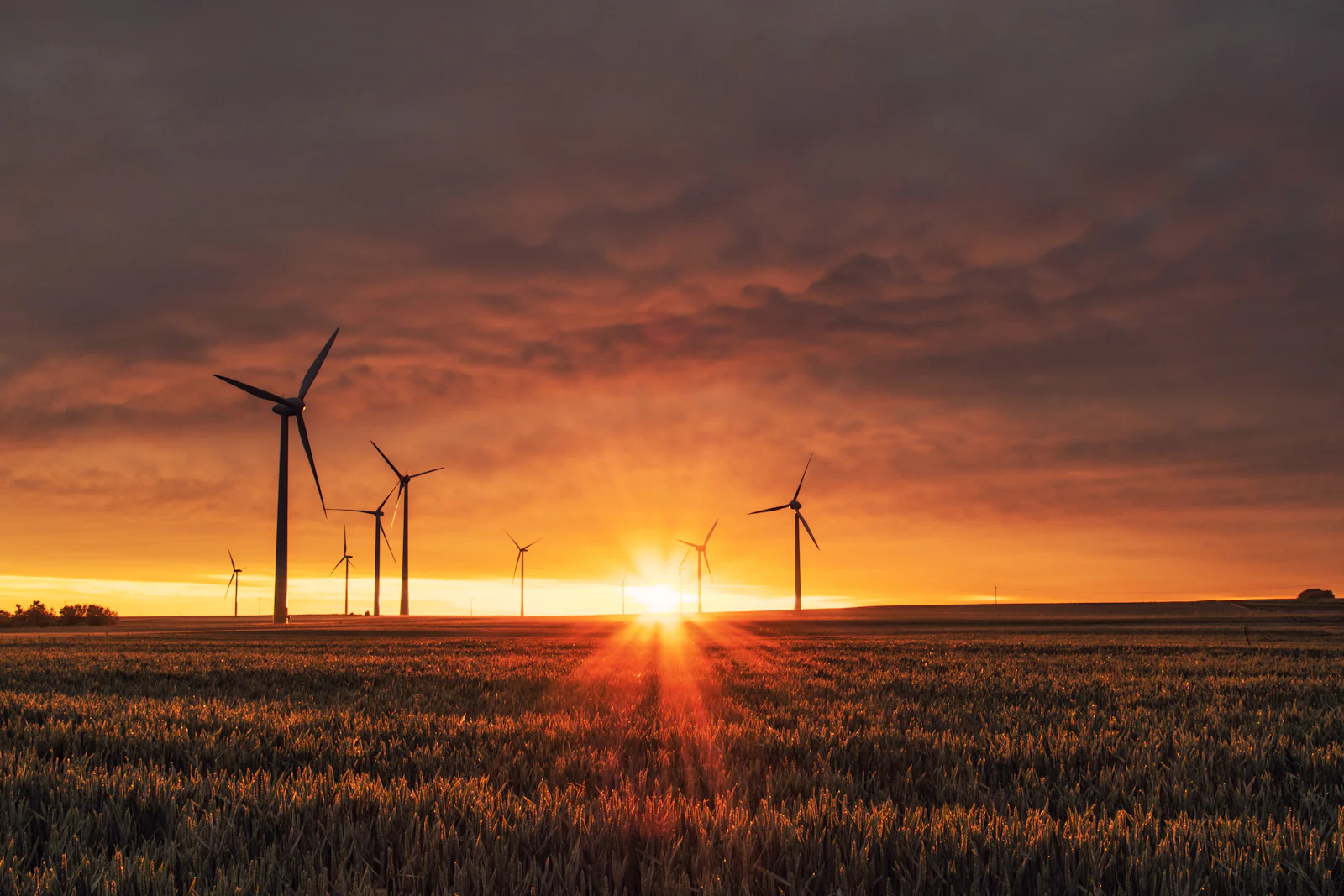 Éoliennes dans un paysage vallonné